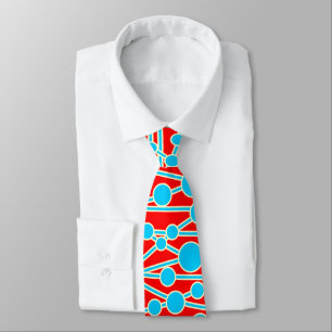 Corbata Many Roads II Azul con Crema sobre Rojo
