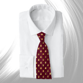 Corbata Manzanas de marrón de oro vintage