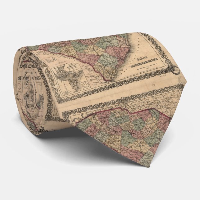 Corbata Mapa de época de Carolina del Sur (1865) (Enrollado)