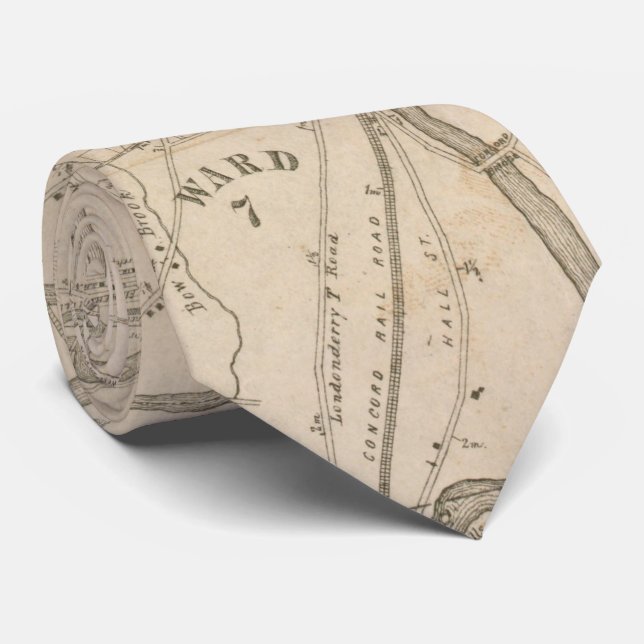 Corbata Mapa de época de Concord NH (1855) (Enrollado)