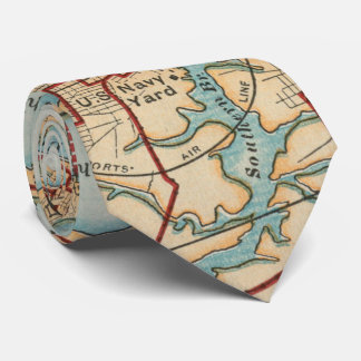 Corbata Mapa de época de Norfolk y Portsmouth VA (1919)