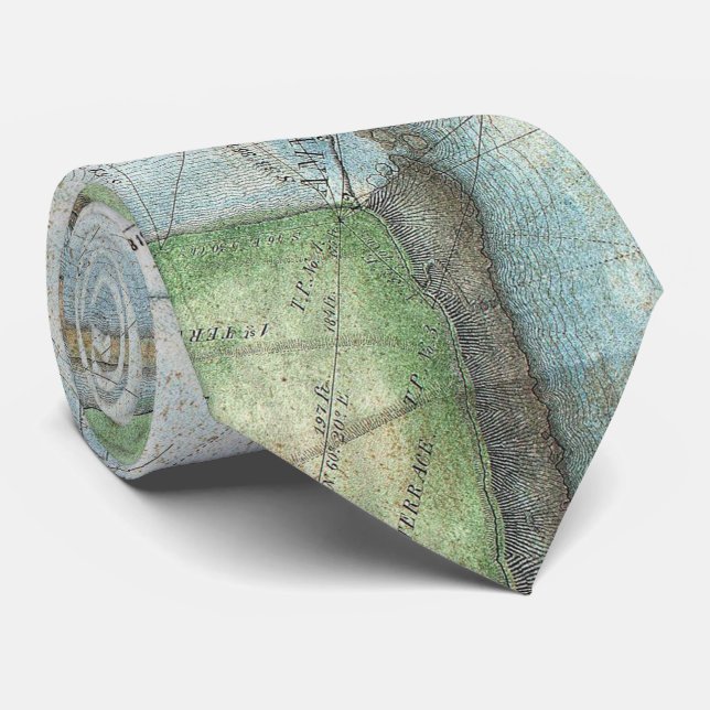 Corbata Mapa de época del otoño de Niagara (1843) (Enrollado)