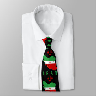Corbata Mapa de Irán con bandera y emblema
