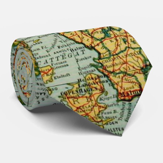 Corbata Mapa de la época de Noruega y Suecia (1921) (Enrollado)