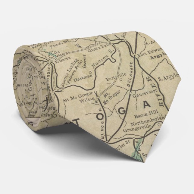Corbata Mapa del ferrocarril de las montañas de Adirondack (Enrollado)