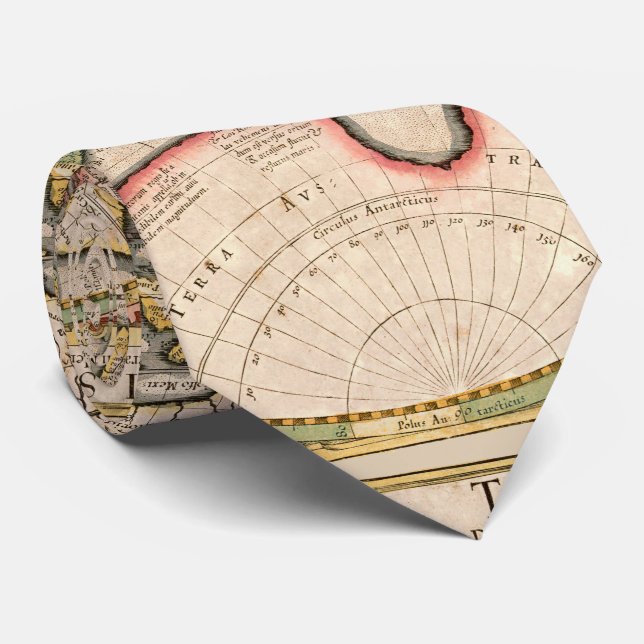 Corbata Mapa del mundo de la época marrón beige (Enrollado)