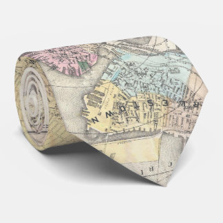 Corbata Mapa del vintage de Boston Massachusetts (1896)