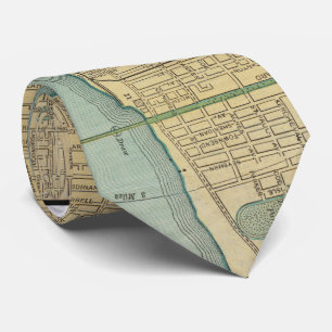 Corbata Mapa del vintage de Detroit Michigan (1895)