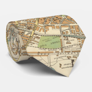Corbata Mapa del vintage de Dublín Irlanda (1914)
