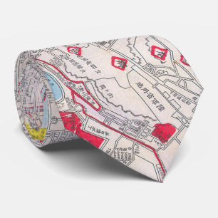 Corbata Mapa del vintage de Tokio Japón (1880)