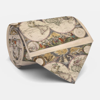 Corbata Mapa del vintage del mundo (1672)