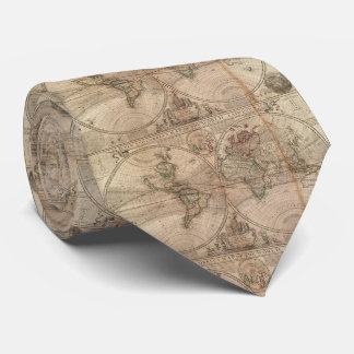 Corbata Mapa del vintage del mundo (1709)