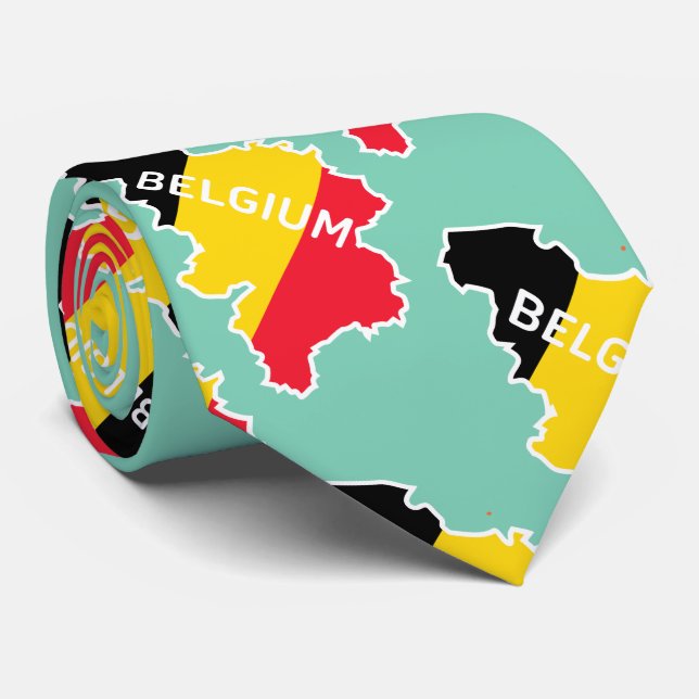 Corbata Mapa y bandera de Bélgica (Enrollado)