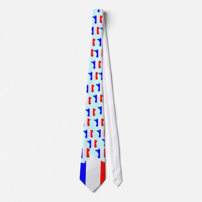 Corbata Mapa y bandera de Francia (Anverso)