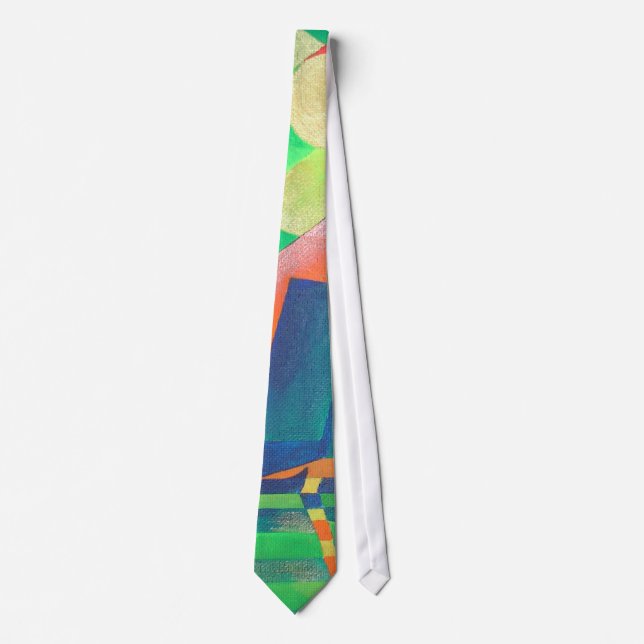 Corbata Mar de Verde con basura abstracta cubista (Anverso)