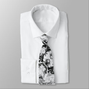 Corbata Marble Black White Moderne Abstract Tie