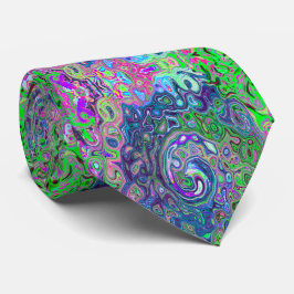 Corbata Marble Lime Green y Purple Resumen Swirt Retro