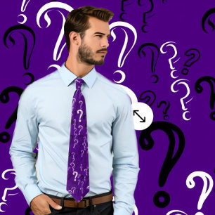 Corbata Marca de preguntas perturbada Tie- Blanco, negro, 