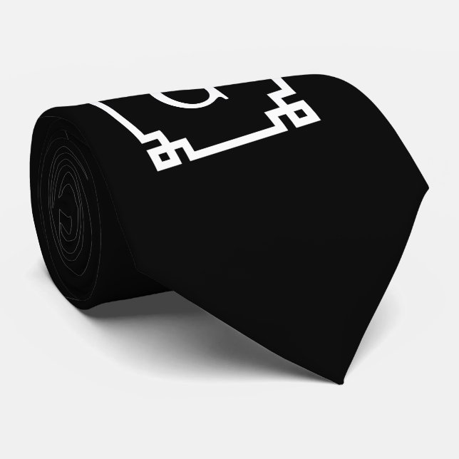 Corbata Marco de la llave griega blanca negra #2 Monograma (Enrollado)
