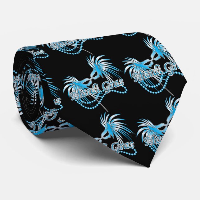 Corbata Mardi Gras Azul Máscara De Cuello (Enrollado)
