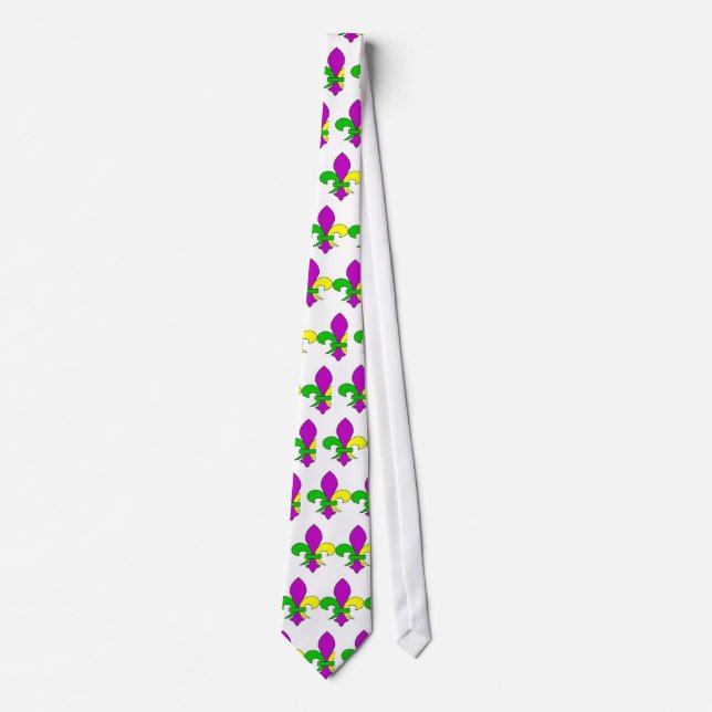 Corbata Mardi Gras Fleur De Lis (Anverso)