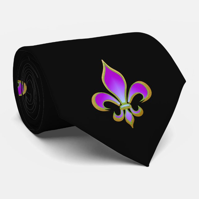 Corbata Mardi Gras Fleur De Lis (Enrollado)