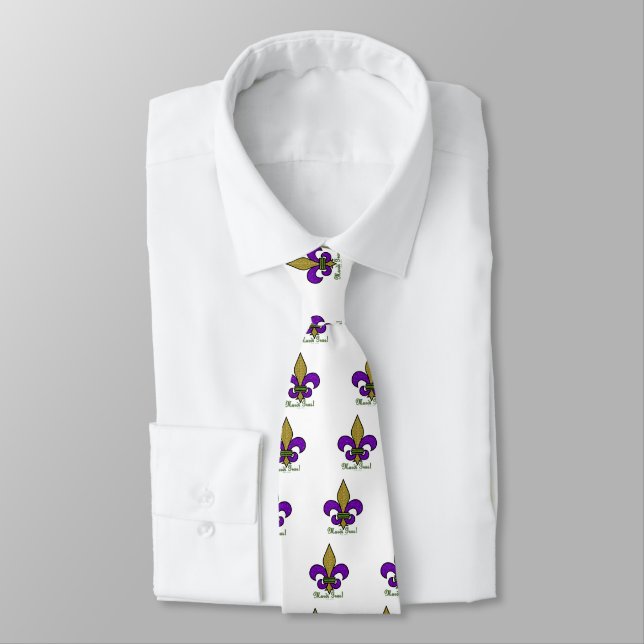 Corbata Mardi Gras Fleur De Lis (Atado)