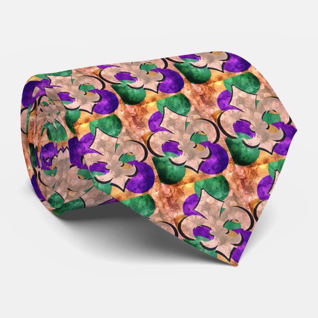 Corbata Mardi Gras | Fleur De Lis Neck Tie (Enrollado)