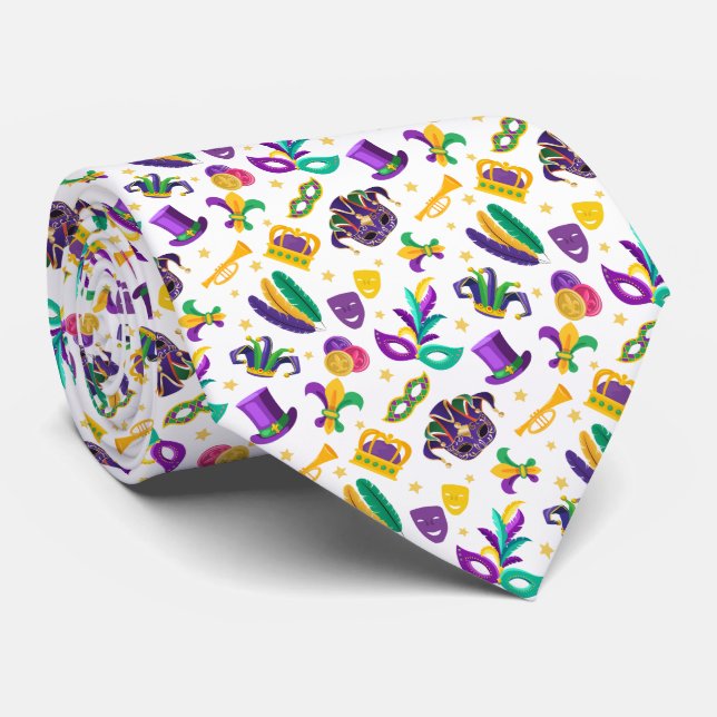 Corbata Mardi Gras Fun (Enrollado)