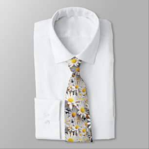 Corbata Margaritas 3d blancas y amarillas
