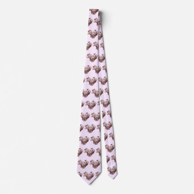Corbata Margaritas Corazón Rosado (Anverso)