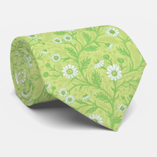 Corbata Margaritas en blanco y verde sobre verde miel