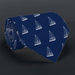Corbata Marina de guerra náutica del velero<br><div class="desc">Una corbata temática de la marina de guerra elegante y del velero blanco.</div>