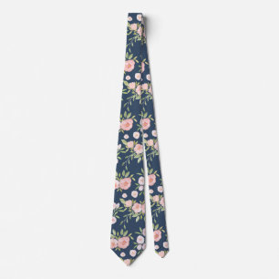 Corbata Marina Floral y Rubor