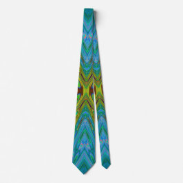 Corbata Mariposa abstracta azul y chartreuse alucinante
