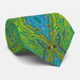 Corbata Mariposa abstracta azul y chartreuse alucinante