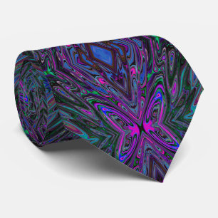 Corbata Mariposa abstracta magenta, azul y verde alucinant