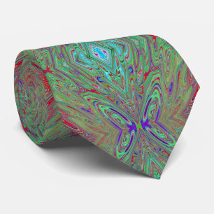 Corbata Mariposa abstracta púrpura y verde retro alucinant