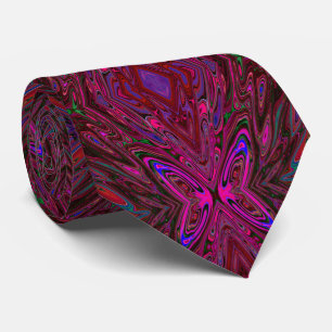 Corbata Mariposa abstracta rosa caliente, roja y azul aluc