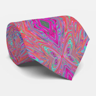 Corbata Mariposa abstracta rosa trippy, acuática y magenta