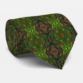 Corbata Mariposa abstracta verde lima retro alucinante