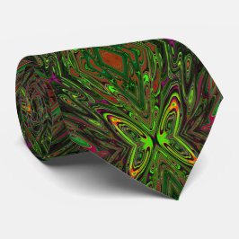 Corbata Mariposa abstracta verde lima retro trippy