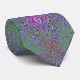 Corbata Mariposa abstracta y alucinante púrpura, naranja y