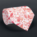 Corbata Mariposa de color de agua Coral Pink Necea Tira<br><div class="desc">Patrón de mariposa de color blanco y rosa coral.</div>