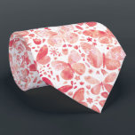 Corbata Mariposa de color de agua Coral Pink Necea Tira<br><div class="desc">Patrón de mariposa de color blanco y rosa coral.</div>