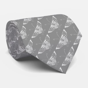 Corbata Mariposa estilizada Art Déco, tonos de gris