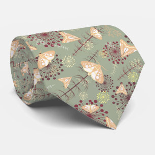 Corbata mariposa hermosa naranja marrón verde retro