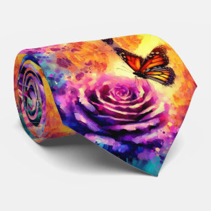 Corbata Mariposa Monarca en Rosa Púrpura al Atardecer Flor