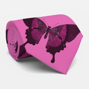 Corbata Mariposa rosa oscuro con fondo rosa rosado