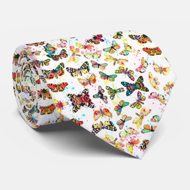 Corbata Mariposas Acuarela Lindas y Modernas (Enrollado)